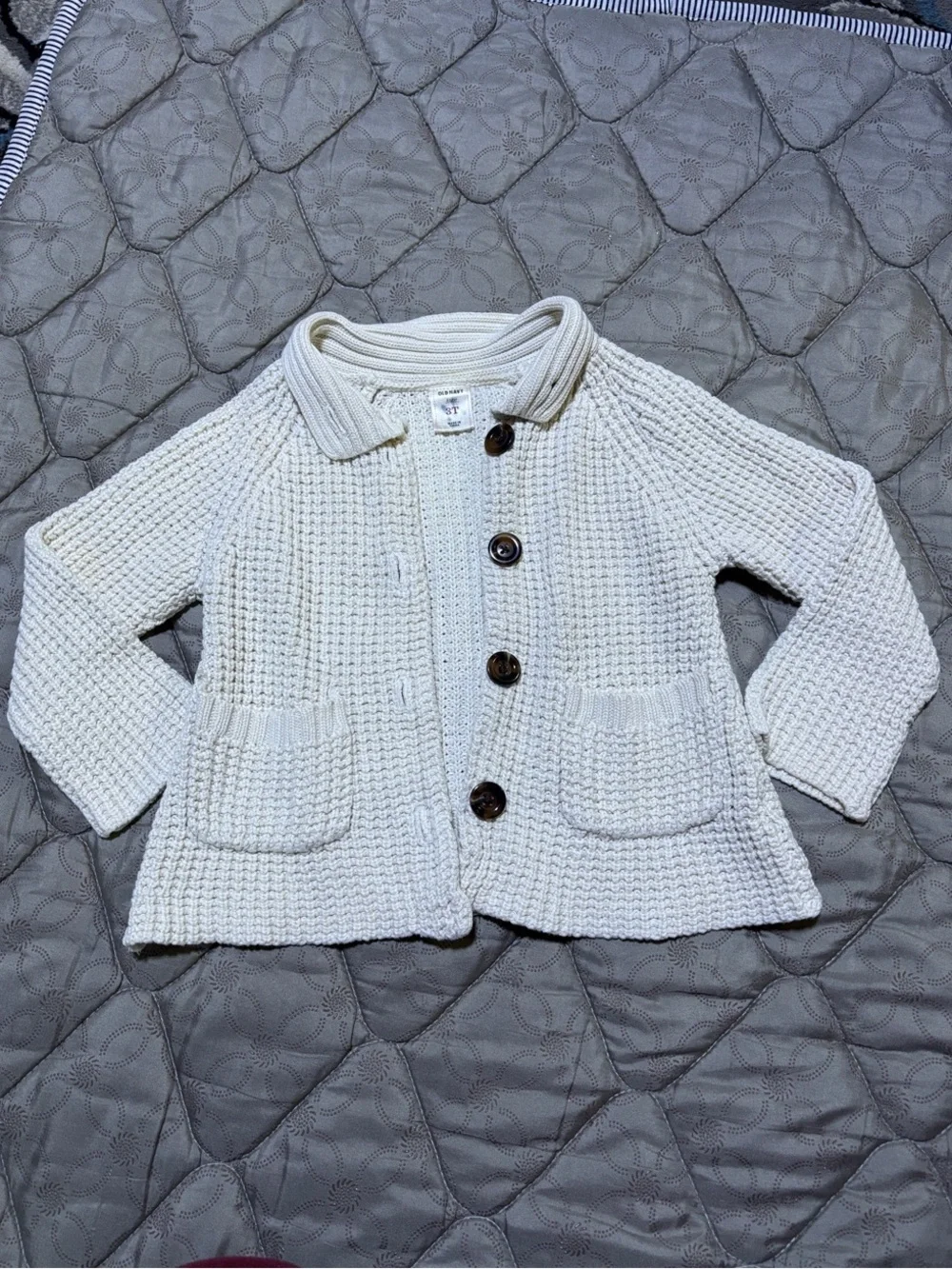 Old Navy Cream Knit Baby Cardigan
